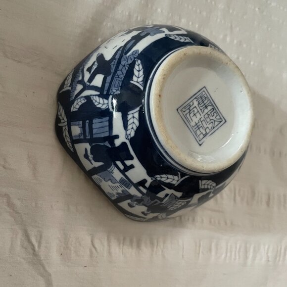 Vintage Chinese porcelain bowl square blue and white - Picture 3 of 13